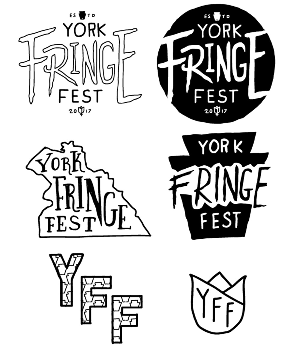 Initial sketches for the York Fringe Festival Logo