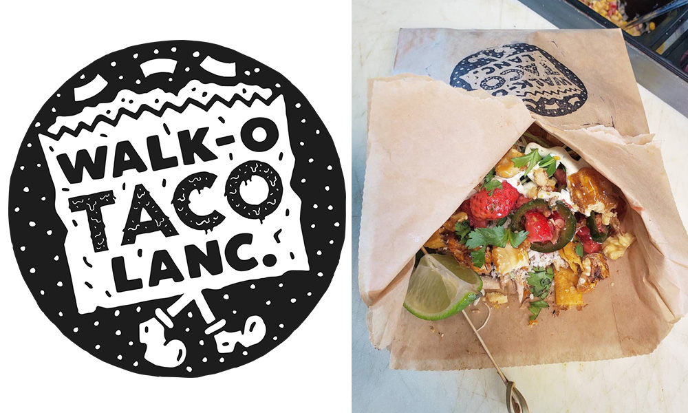 Walk-O Taco Logo and bag of food